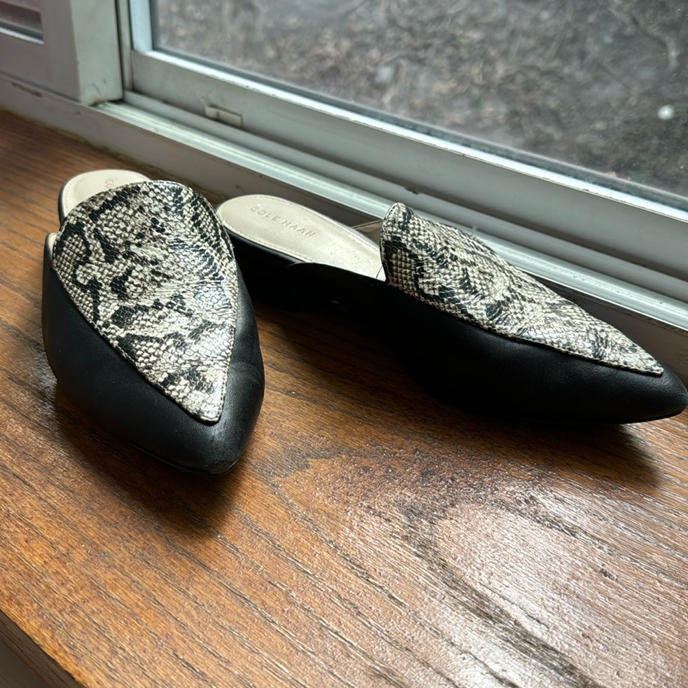 Cole Haan, Reptile & Black Mules